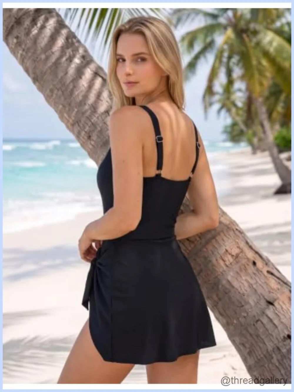 Women's Swim Dress U Neck Tummy Control Skirted Swimsuit Adjustable Straps